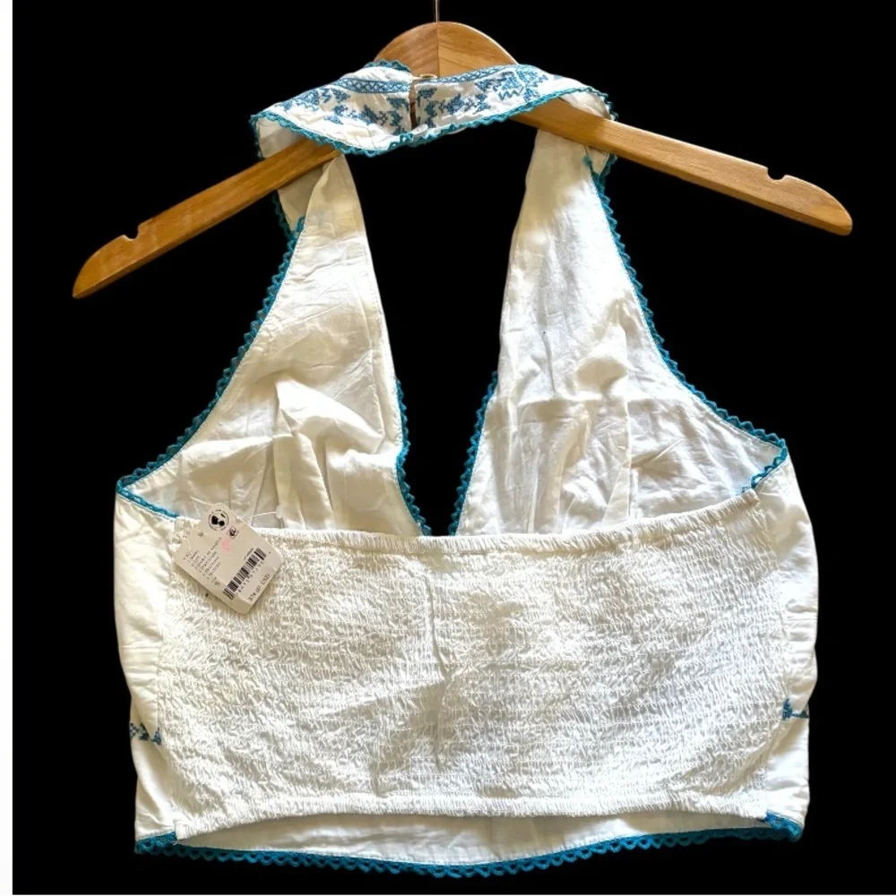 Free People Hello Lover Embroidered Halter Top NWT